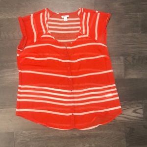 Sheer stripe button down top